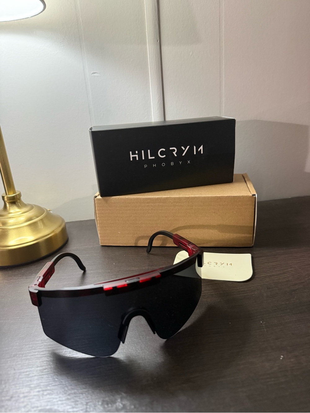Men’s Red and Black Shield Cycling Sunglasses